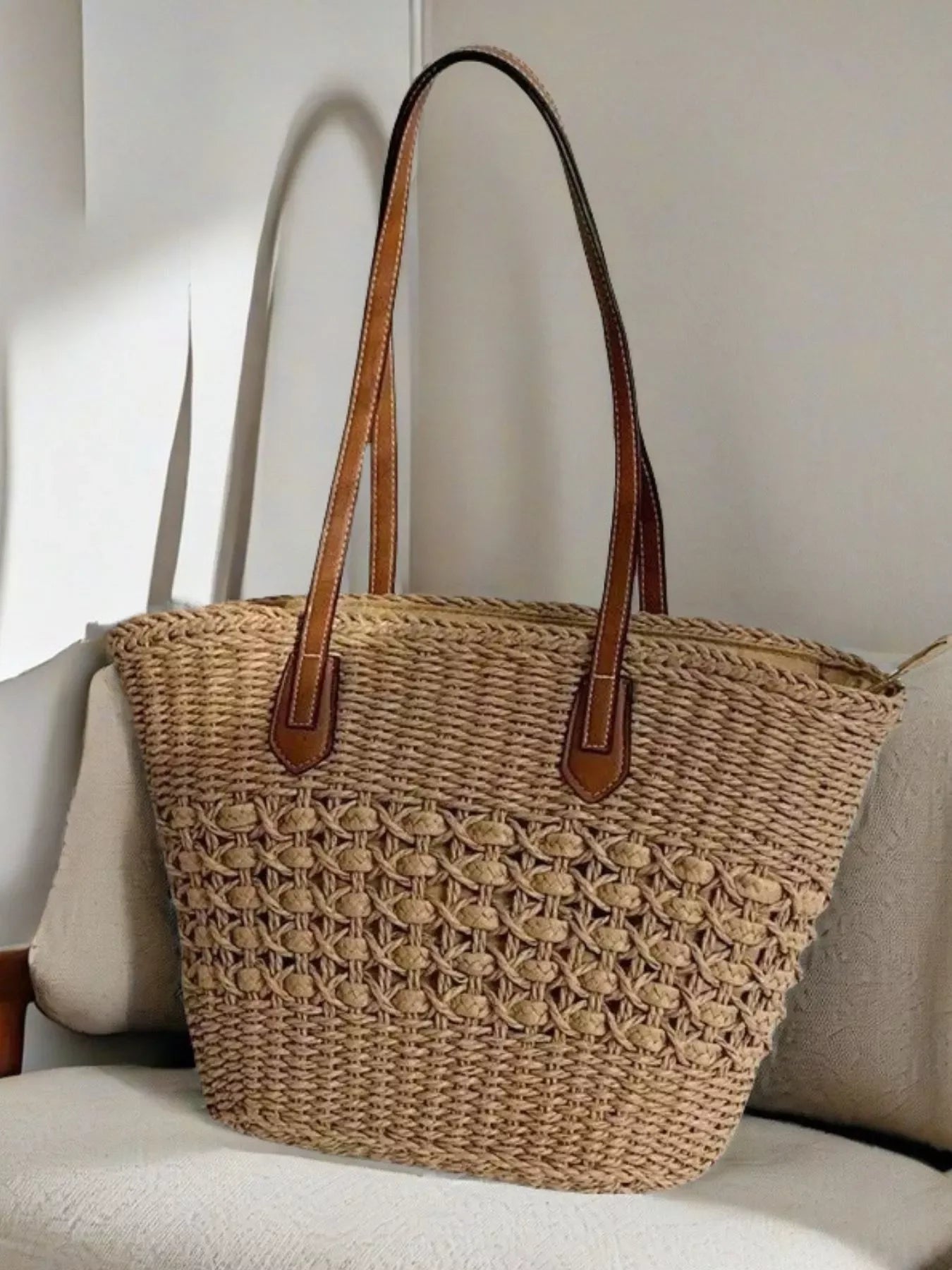 Woven Straw Shoulder Bag - Makw Official Site