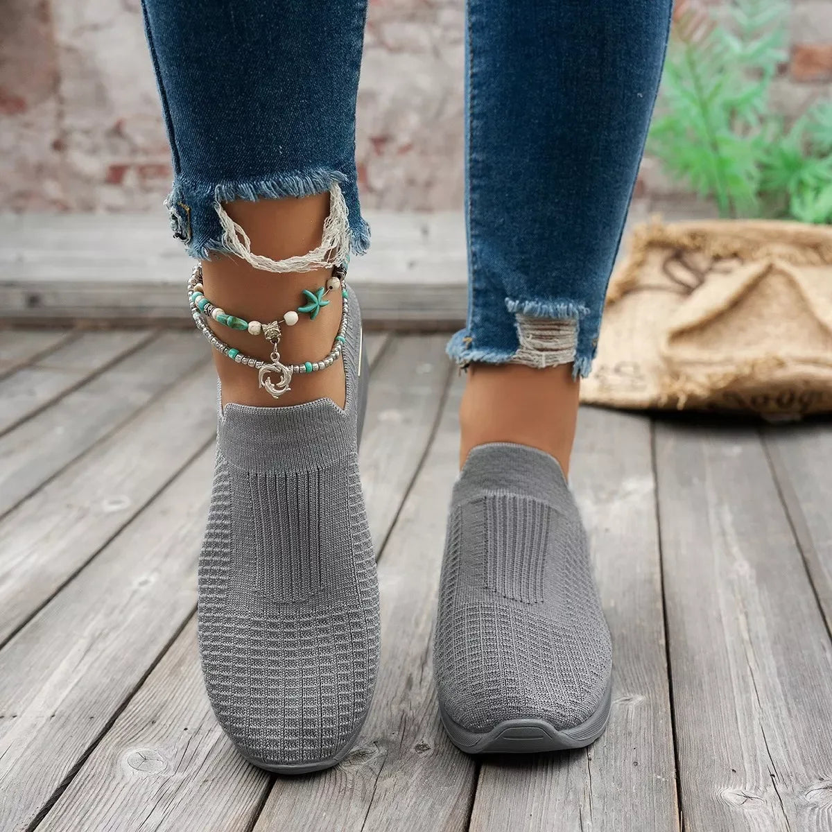 Mesh Round Toe Wedge Athletic - Makw Official Site