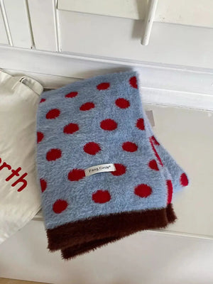 Fuzzy Polka Dot Scarf - Makw Official Site