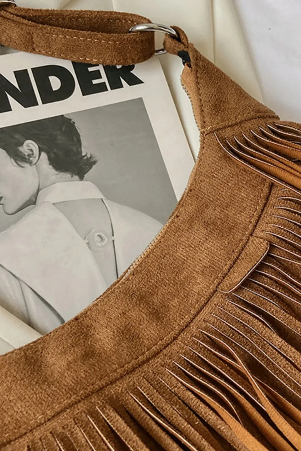 Suede Fringe Adjustable Strap Shoulder Bag - Makw Official Site