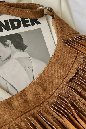 Suede Fringe Adjustable Strap Shoulder Bag - Makw Official Site