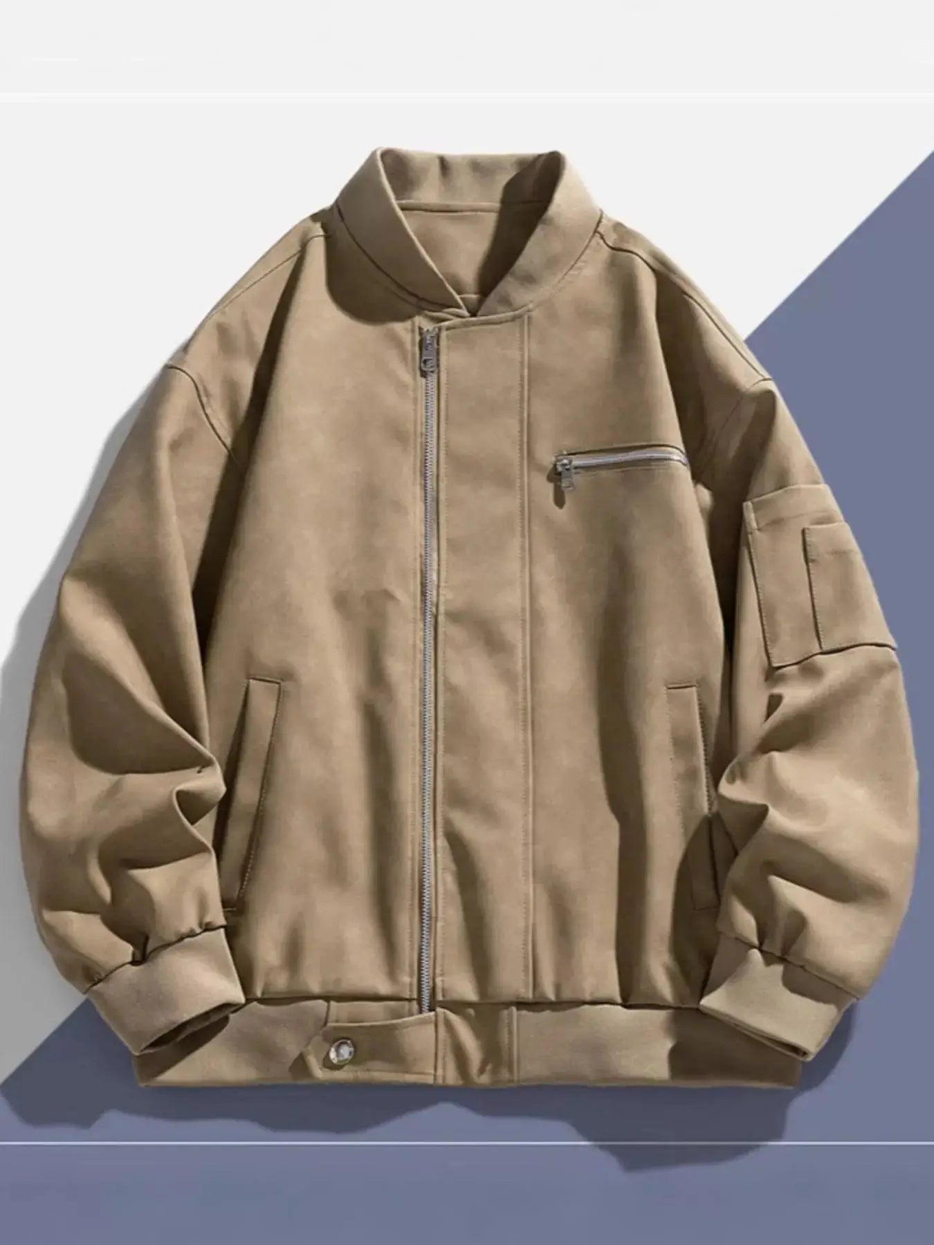 Men's Plus Size Zip Up Bomber Jacket - Makw Official Site