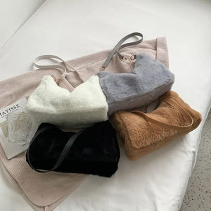 Faux Fur Removable Strap Shoulder Bag - Makw Official Site