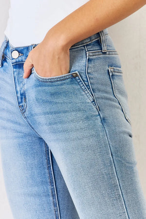 Kancan Full Size Mid Rise Y2K Slit Bootcut Jeans - Makw Official Site