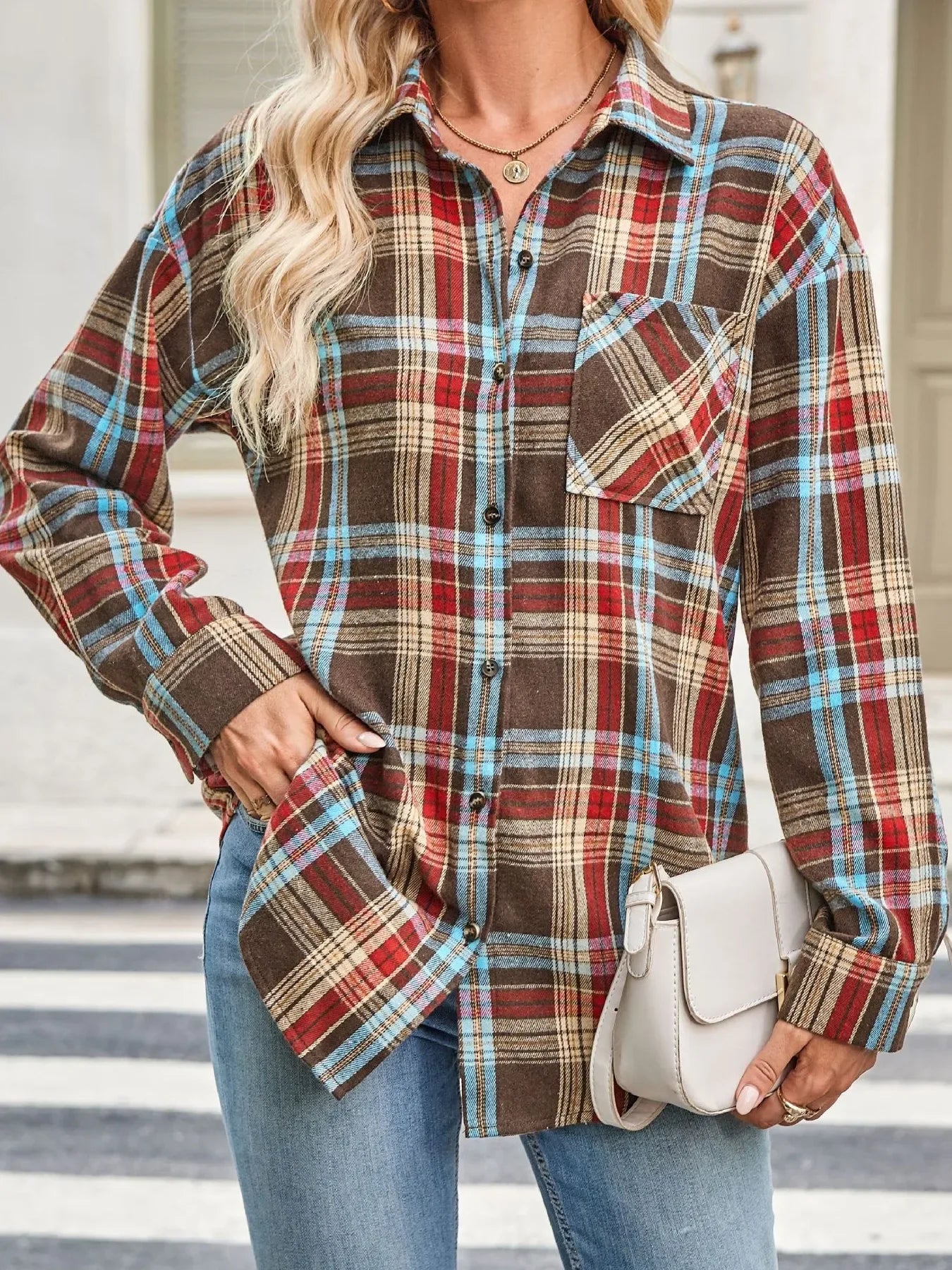 Plaid Button Up Long Sleeve Shirt - Makw Official Site
