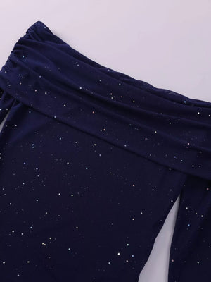 Glitter Off-Shoulder Maxi Dress - Makw Official Site