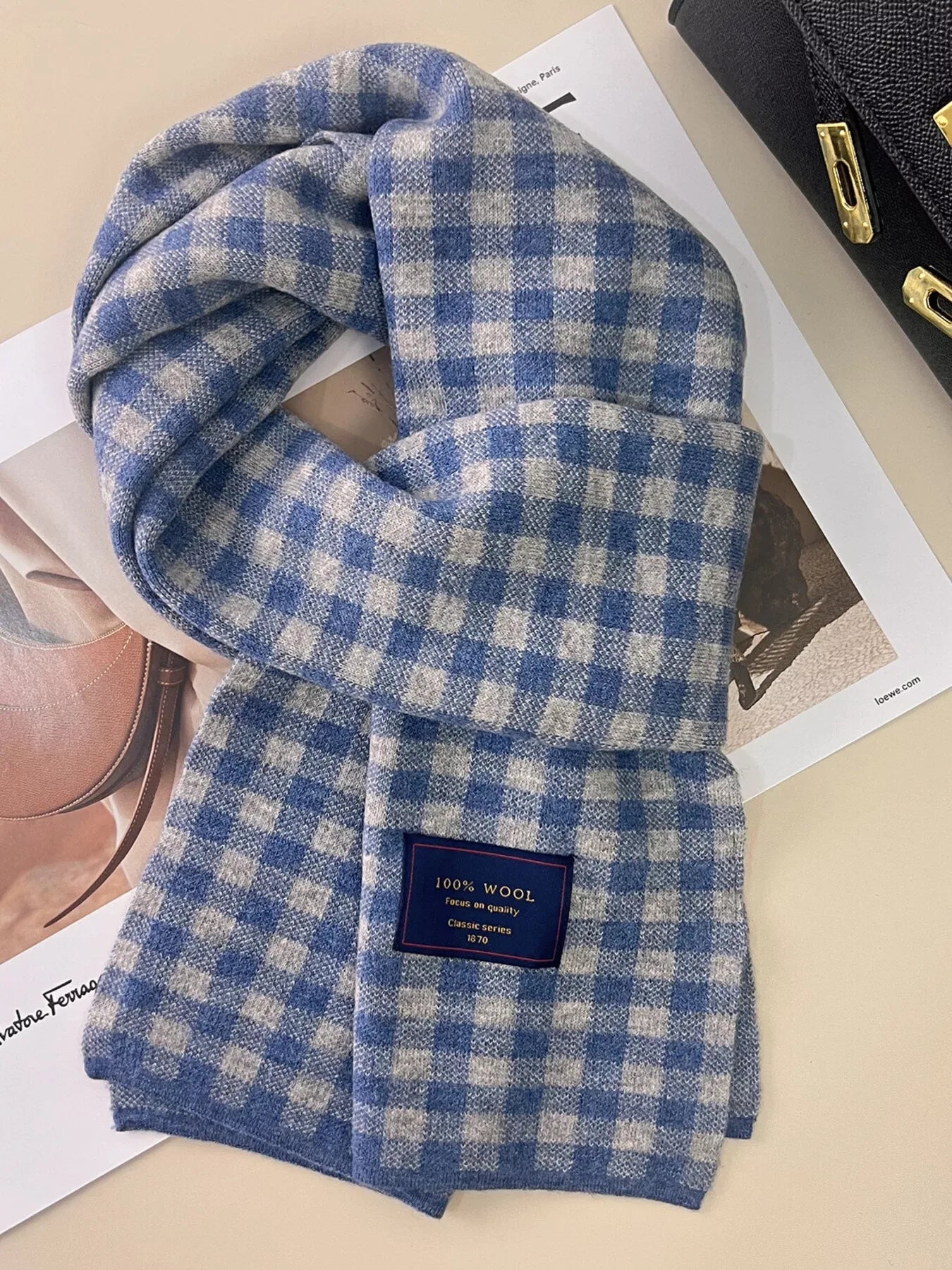 100% Wool Plaid Scarf - Makw Official Site