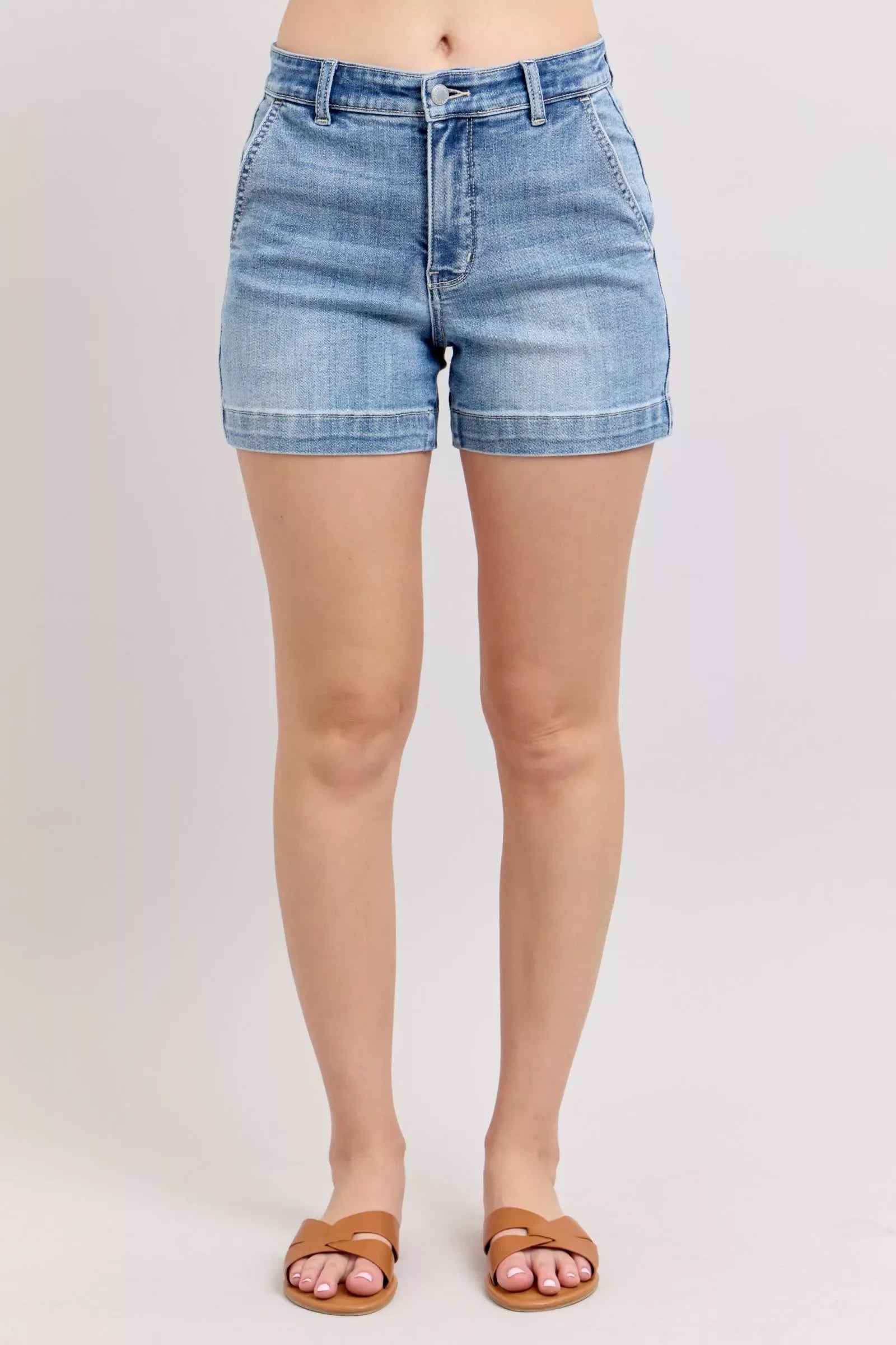 Judy Blue Mid Rise Denim Shorts - Makw Official Site