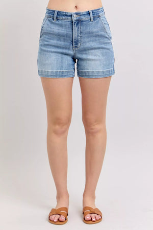 Judy Blue Mid Rise Denim Shorts - Makw Official Site