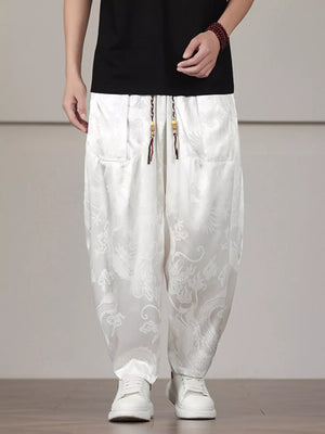 Men's Plus Size Dragon Pattern Harem Pants - Makw Official Site
