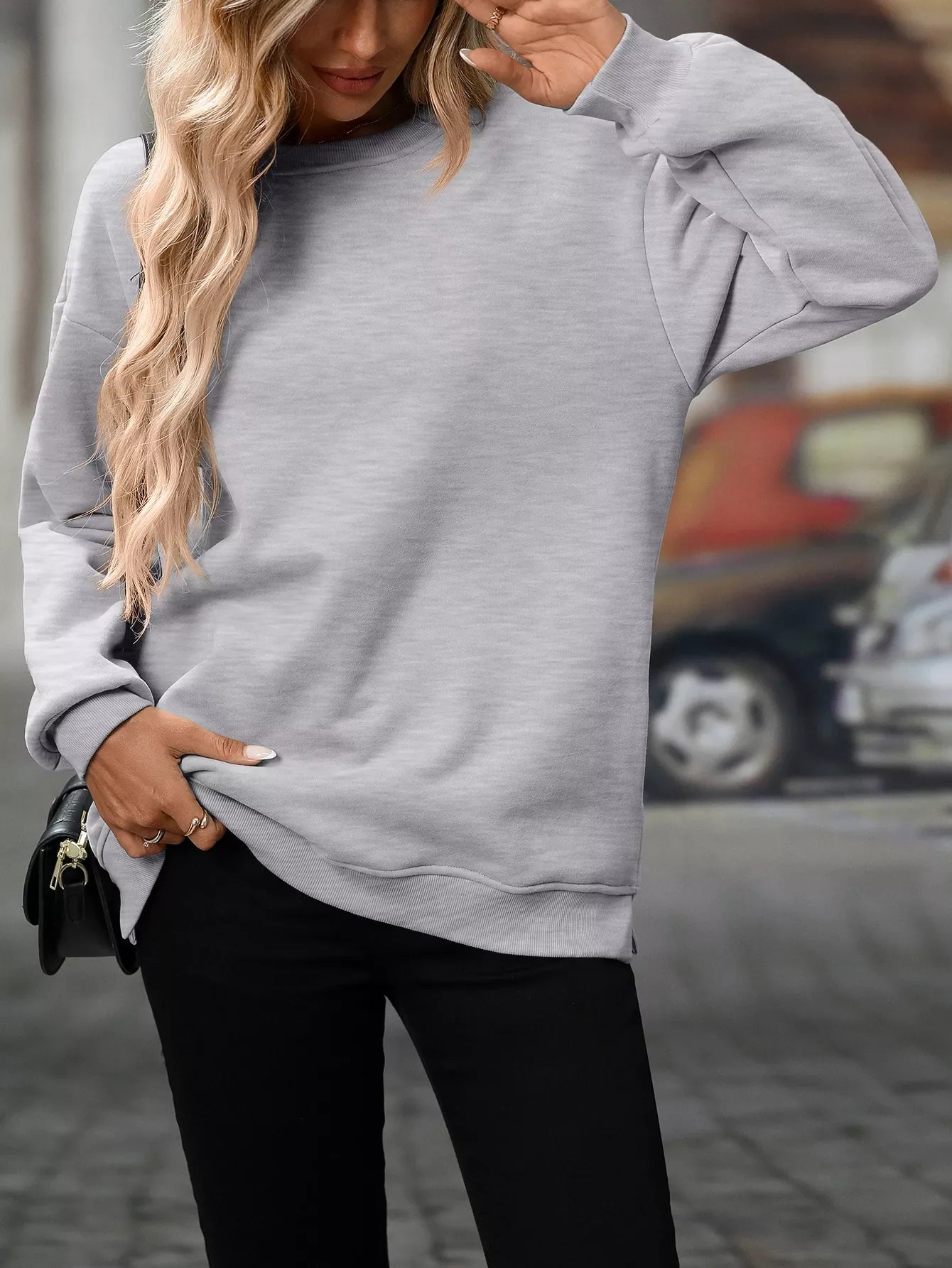Casual Solid Color Long Sleeve Sweatshirt - Makw Official Site