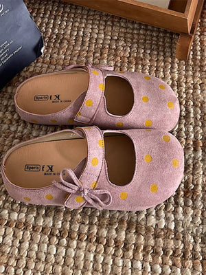 Polka Dot Round Toe Slip-Ons - Makw Official Site
