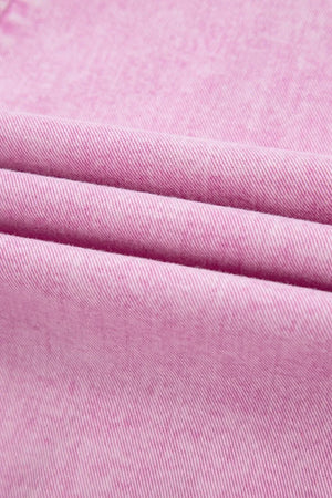 Mineral Wash Pleated Bust V Neck Sleeveless Denim Romper - Makw Official Site