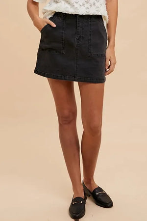 Annie Wear Cargo Denim Mini Skirt - Makw Official Site