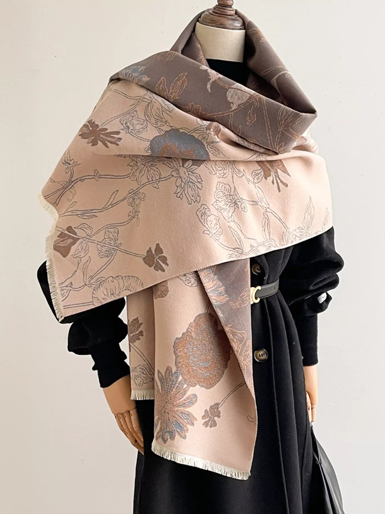 Floral Print Reversible Scarf - Makw Official Site