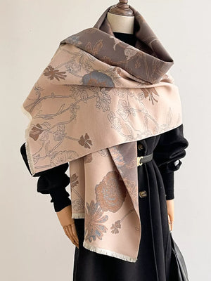Floral Print Reversible Scarf - Makw Official Site