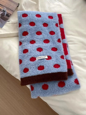 Fuzzy Polka Dot Scarf - Makw Official Site