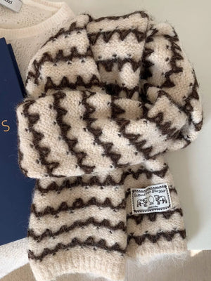 Vintage Knitted Pattern Scarf - Makw Official Site