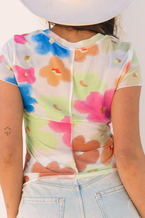 Printed Round Neck Short Sleeve Blouse - Makw Official Site
