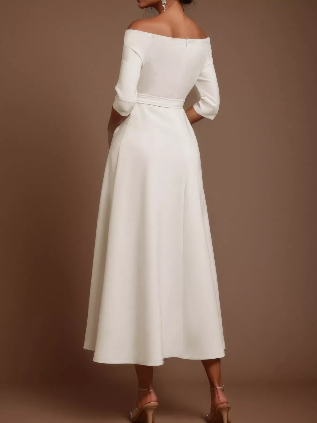 Elegant Off-Shoulder Belted Maxi Dress - Makw Official Site