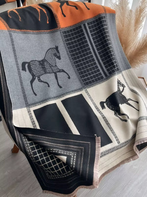 Equestrian Print Warm Scarf - Makw Official Site