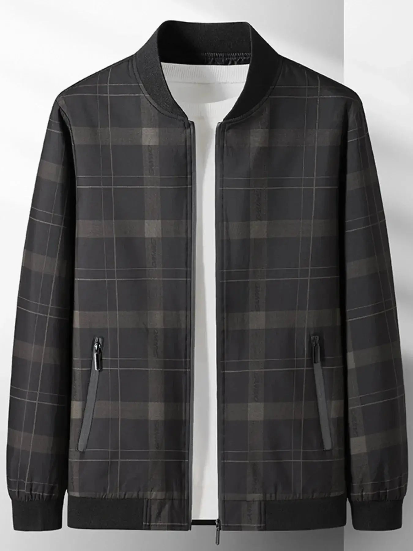 Men's Plus Size Plaid Lightweight Bomber Jacket - Makw Official Site