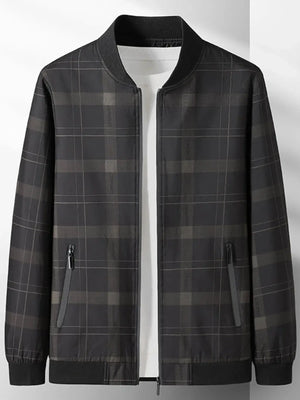 Men's Plus Size Plaid Lightweight Bomber Jacket - Makw Official Site
