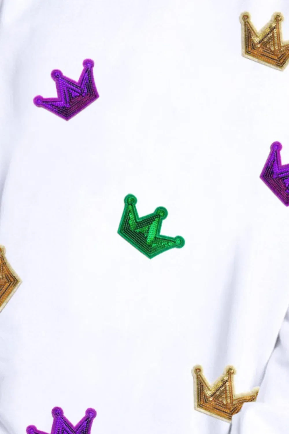 Crown Sequin Round Neck Sweatshirt - Makw Official Site