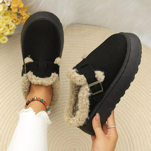 Round Toe Platform Fleece-Lined Slip-Ons - Makw Official Site