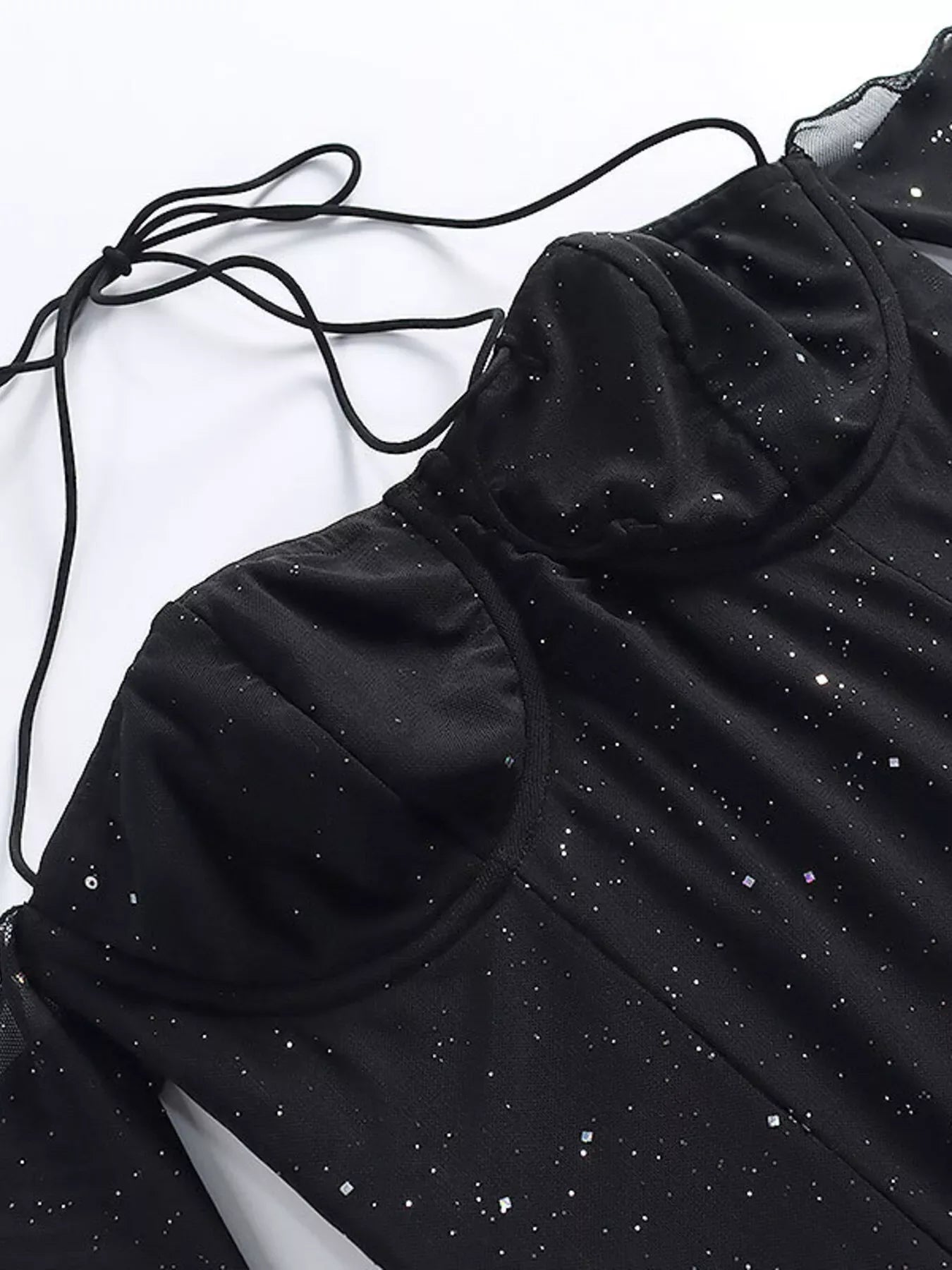 Glitter Mini Dress with Sleeves - Makw Official Site