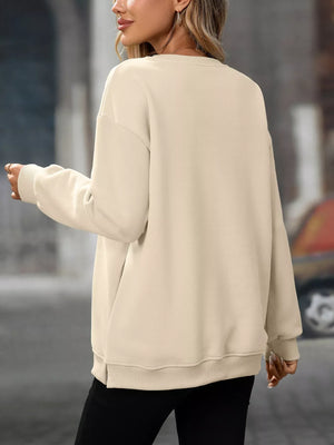 Casual Solid Color Long Sleeve Sweatshirt - Makw Official Site