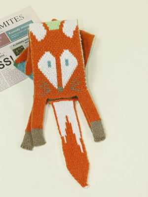 Knitted Fox Pattern Scarf - Makw Official Site