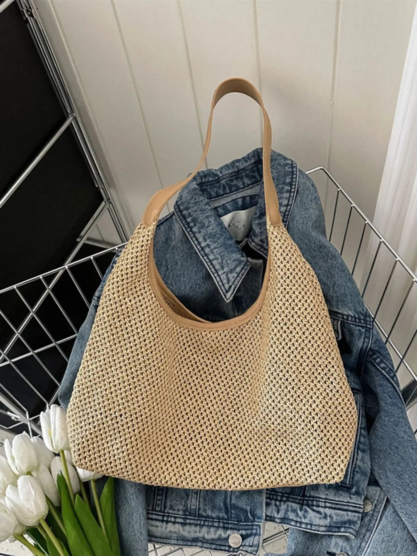 Woven Straw Shoulder Bag - Makw Official Site