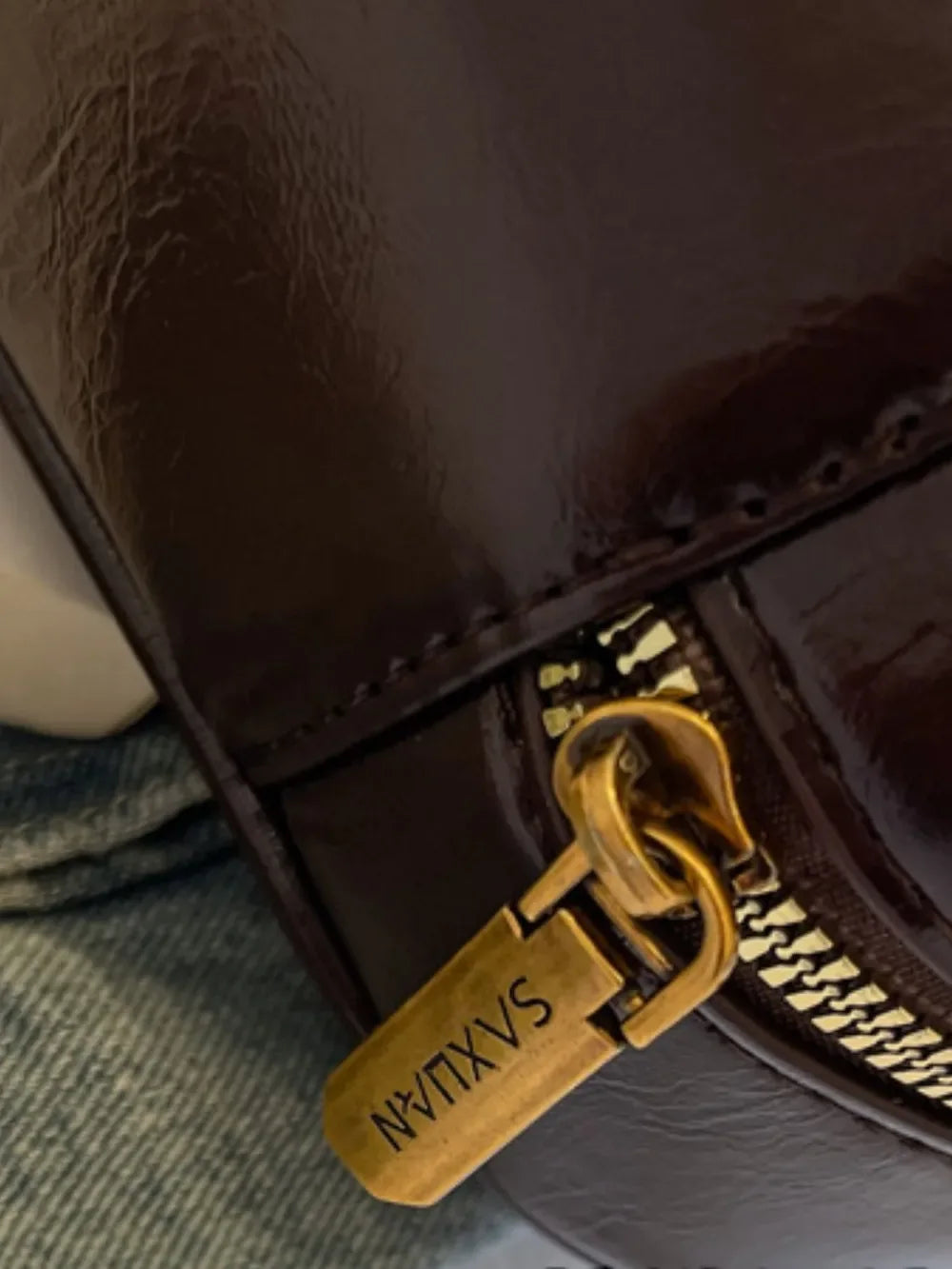 PU Leather Bow Trim Shoulder Bag - Makw Official Site