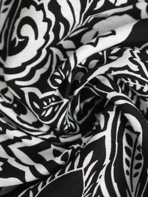 Paisley Print Long Sleeve Midi Dress - Makw Official Site