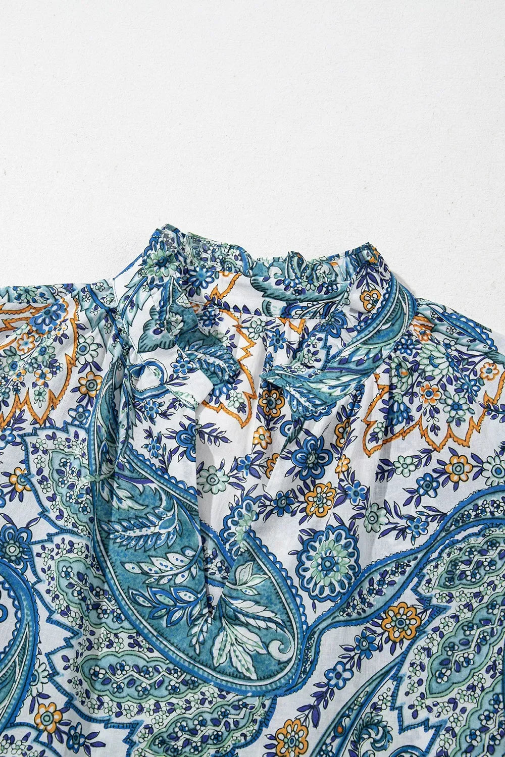 Paisley Floral V Neck Short Sleeve Mini Dress - Makw Official Site