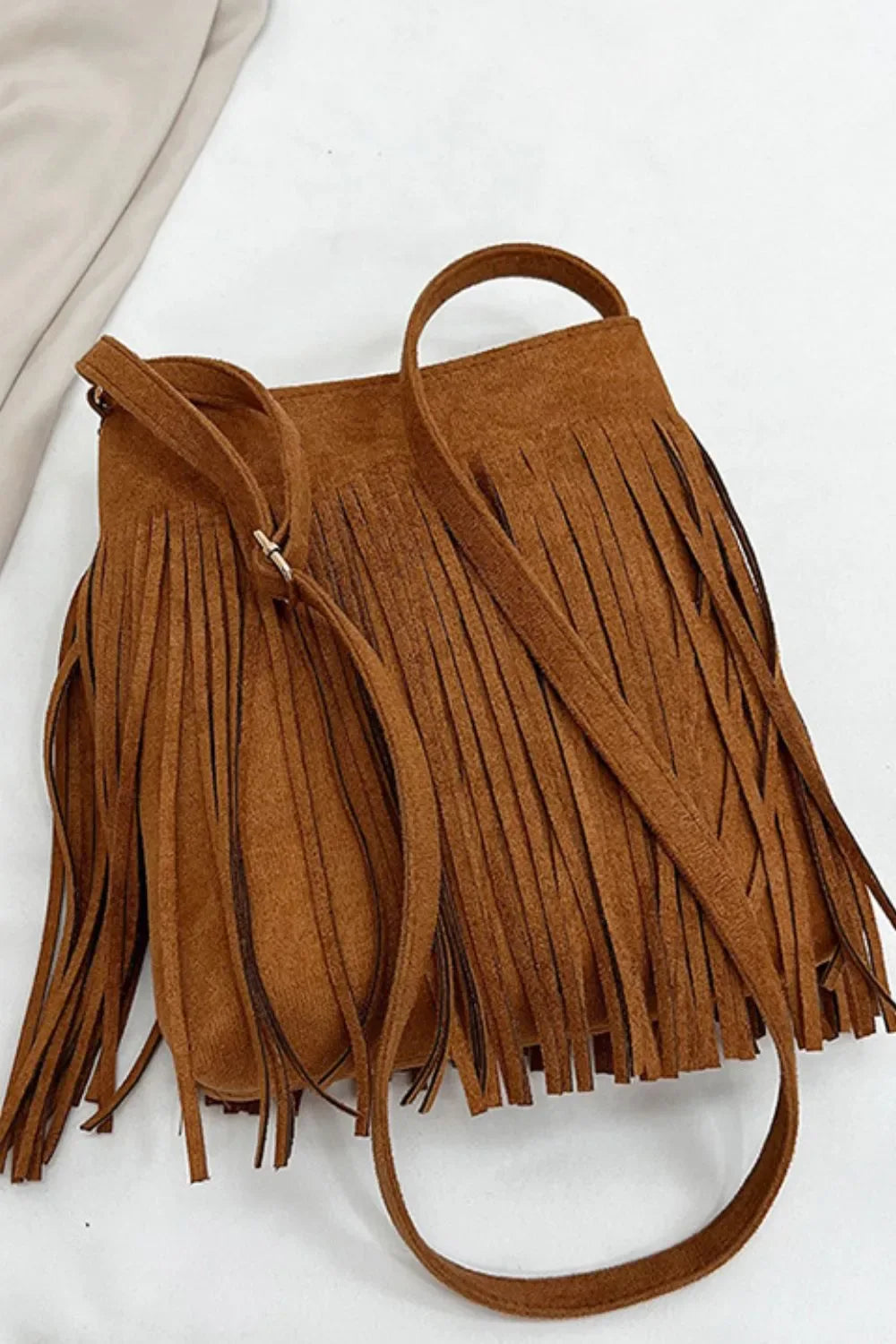 Suede Fringe Shoulder Bag - Makw Official Site