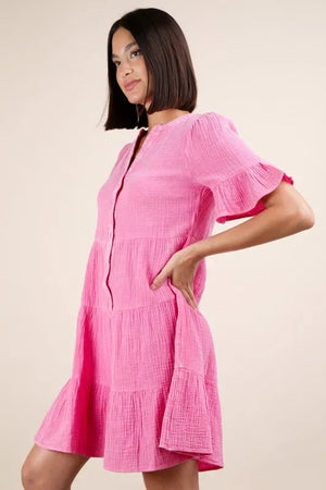 VERY J Plus Size Mineral Washed Woven Mini Dress - Makw Official Site