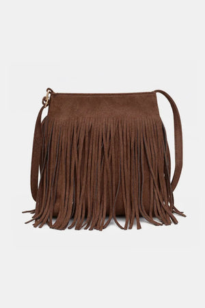 Suede Fringe Shoulder Bag - Makw Official Site