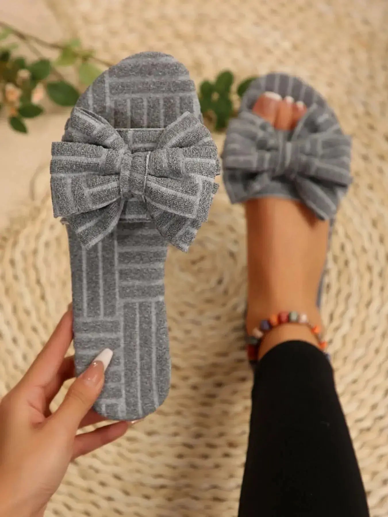 Bow Knot Open Toe Slippers - Makw Official Site