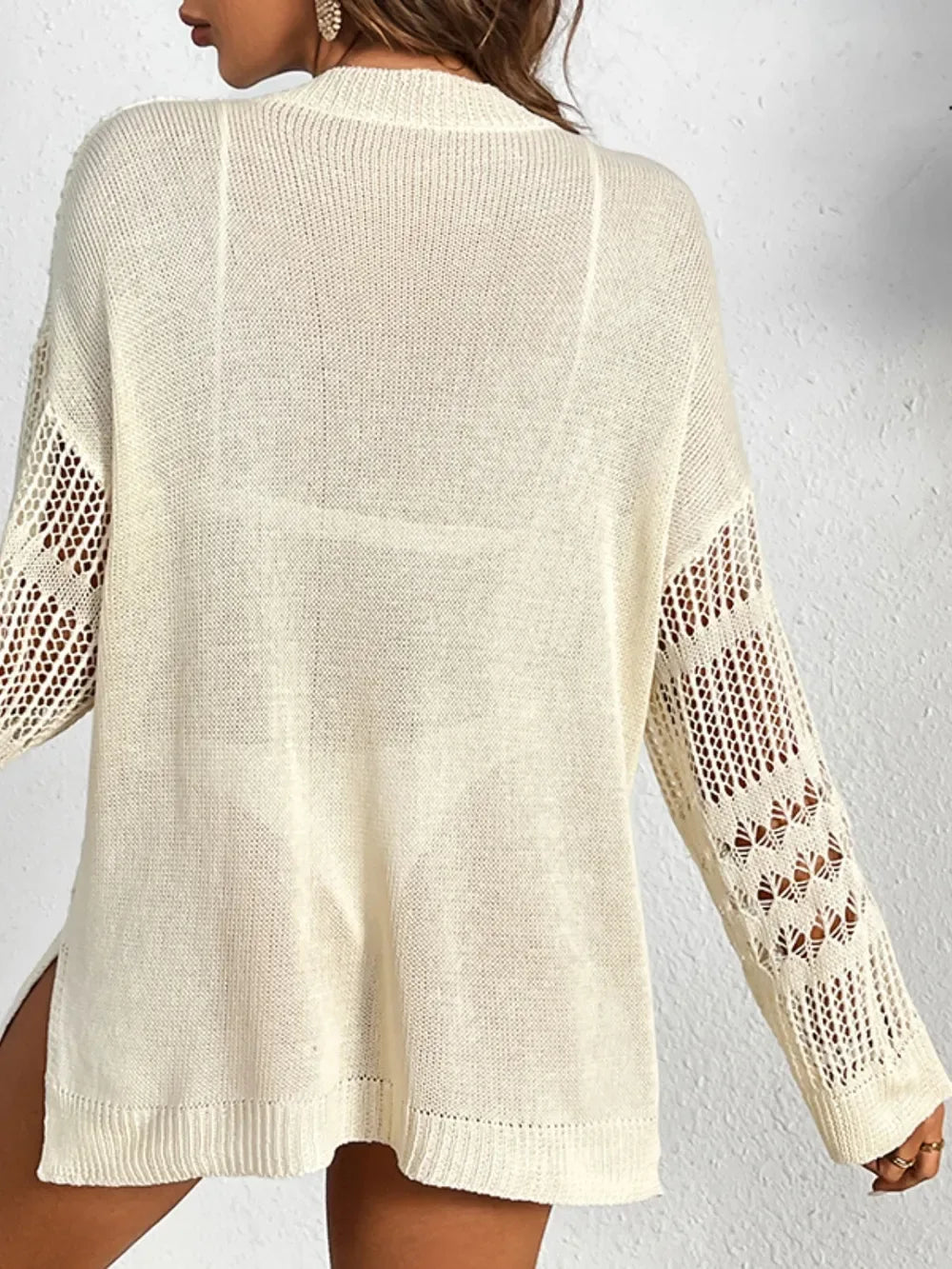 Cutout Notched Long Sleeve Cover-Up - Makw Official Site