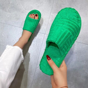 Open Toe Platform Slippers - Makw Official Site
