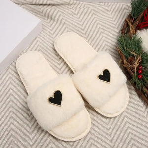 Heart Open Toe Flats Slippers - Makw Official Site