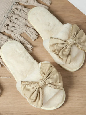 Bow Open Toe Slippers - Makw Official Site