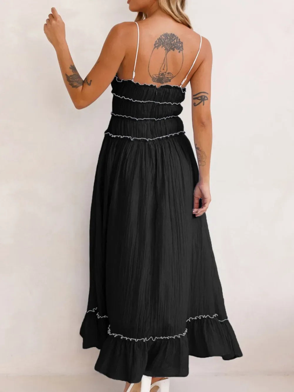 Devine Frill Ruffled Hem Midi Cami Dress - Makw Official Site