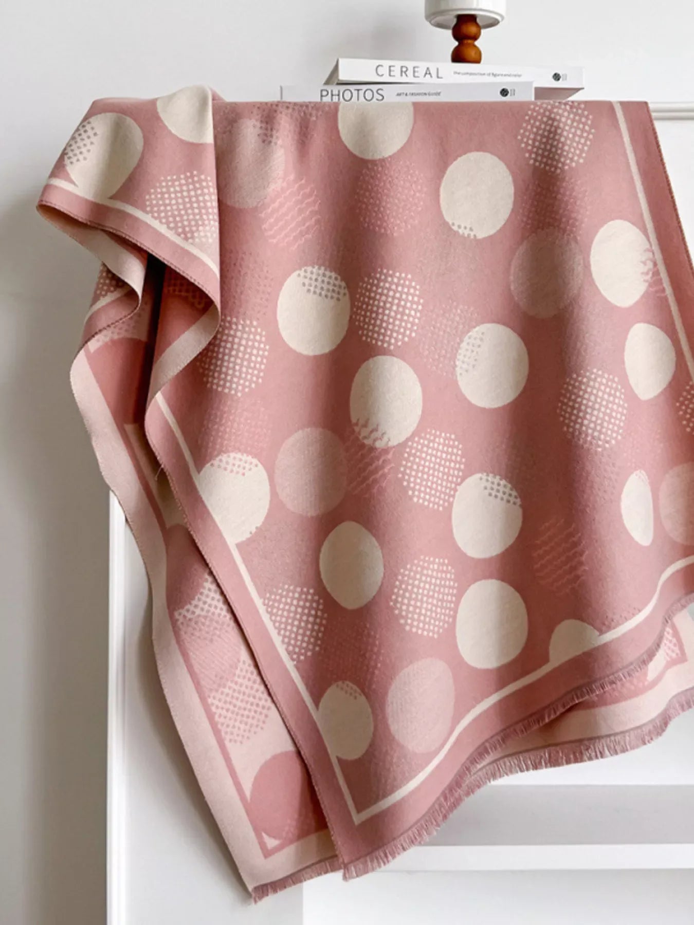 Polka Dot Raw Hem Scarf - Makw Official Site