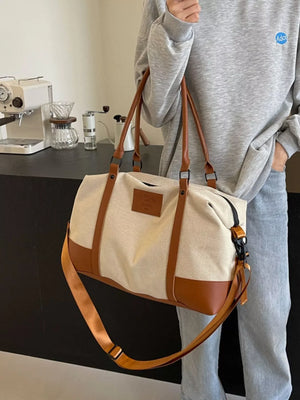 Canvas Leather Trim Travel Bag - Makw Official Site