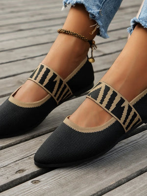 Point Toe Flats Mesh Gingham Strap Loafers - Makw Official Site