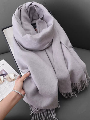 Solid Color Fringe Scarf - Makw Official Site