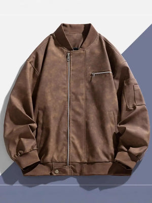 Men's Plus Size Zip Up Bomber Jacket - Makw Official Site
